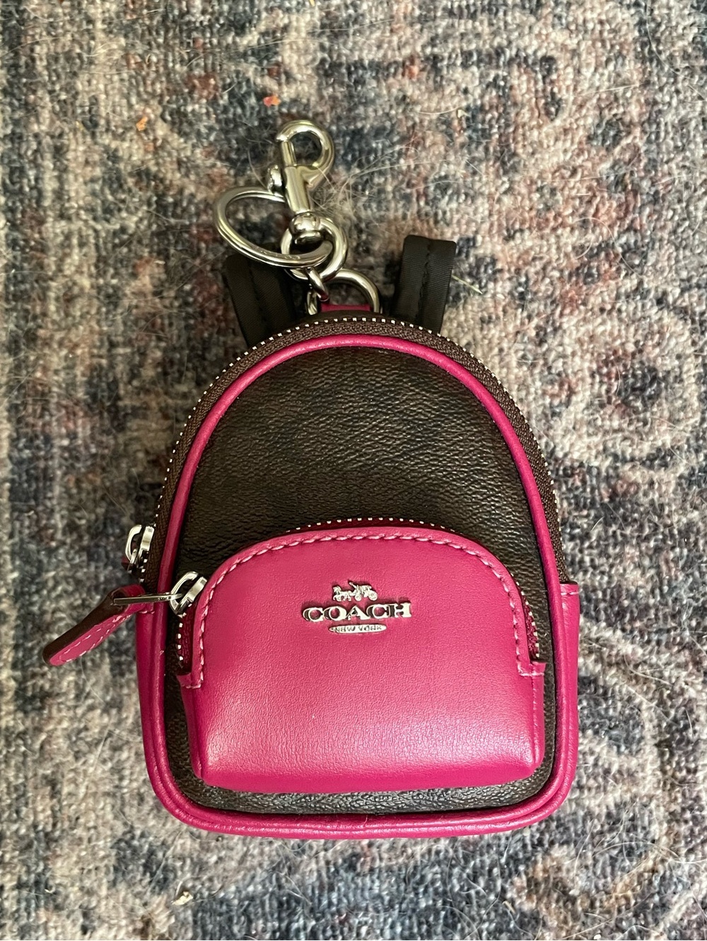 🌷Coach Mini Court Backpack Bag Charm in brown signature canvas 🌷